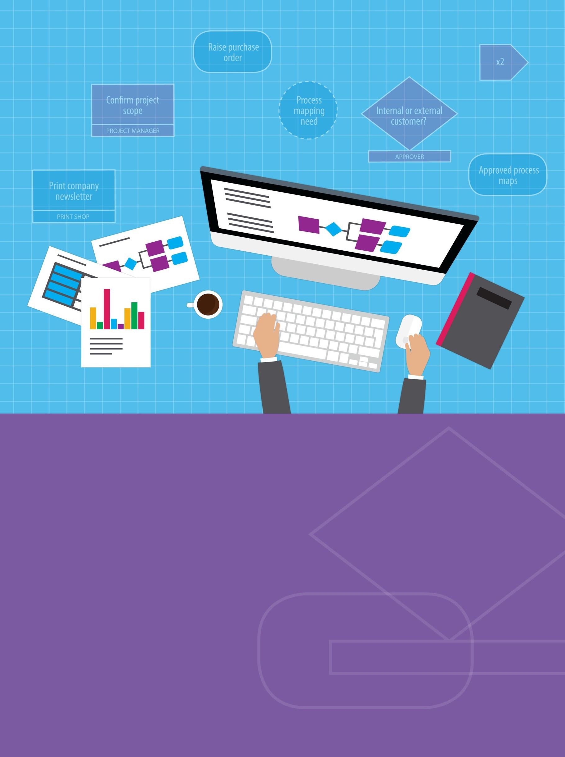 Illustration of a process map on a tablet representing business process mapping