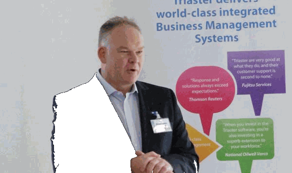 Michael Cousins, Managing Director of Triaster, presenting on business process management