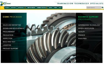 Xtrac's process library homepage showing core processes and business support processes